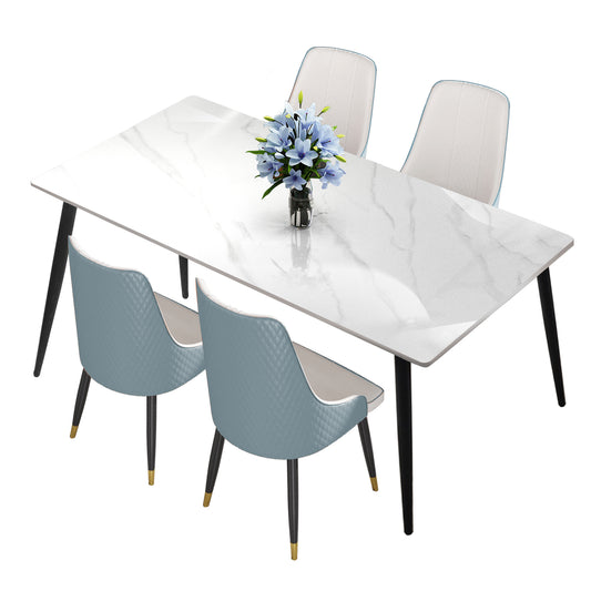 63" Modern Dining Table Marble Kitchen Table for 6