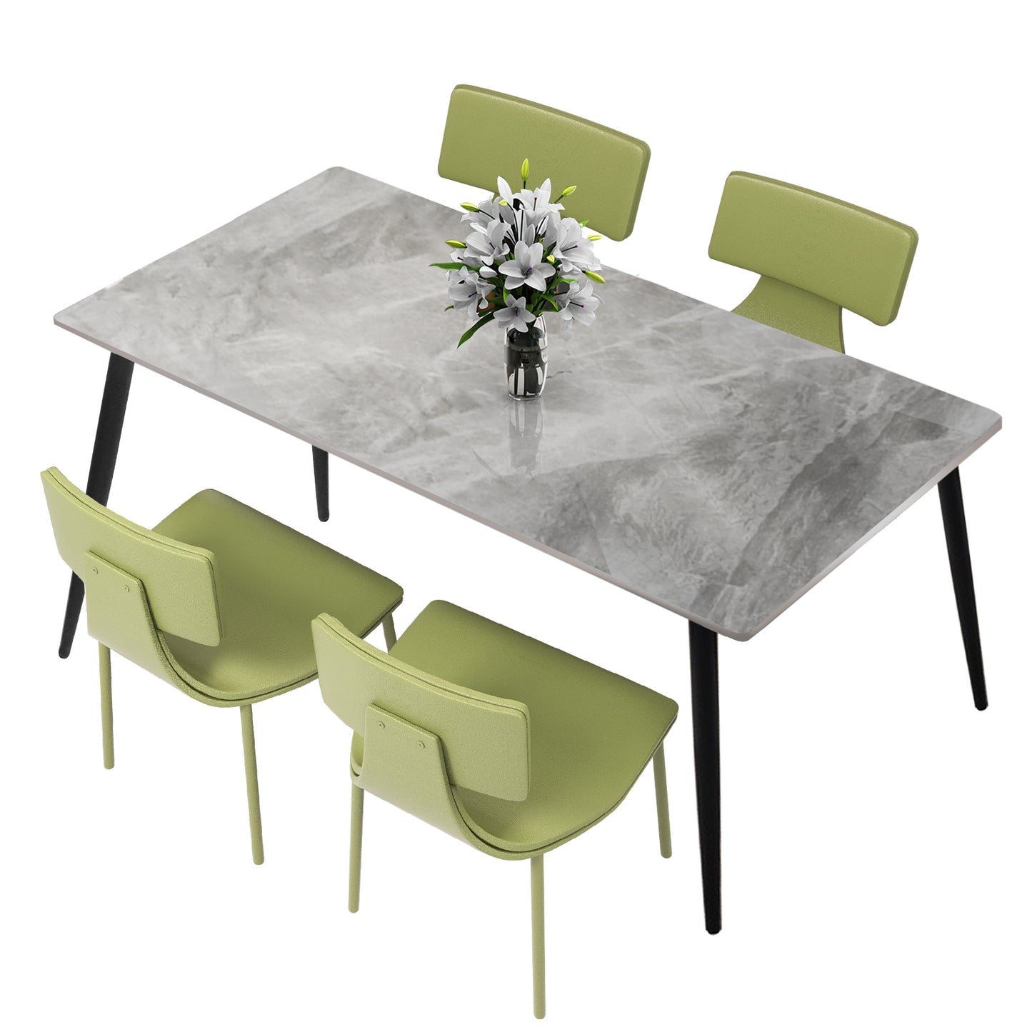 63" Modern Dining Table Marble Kitchen Table for 6