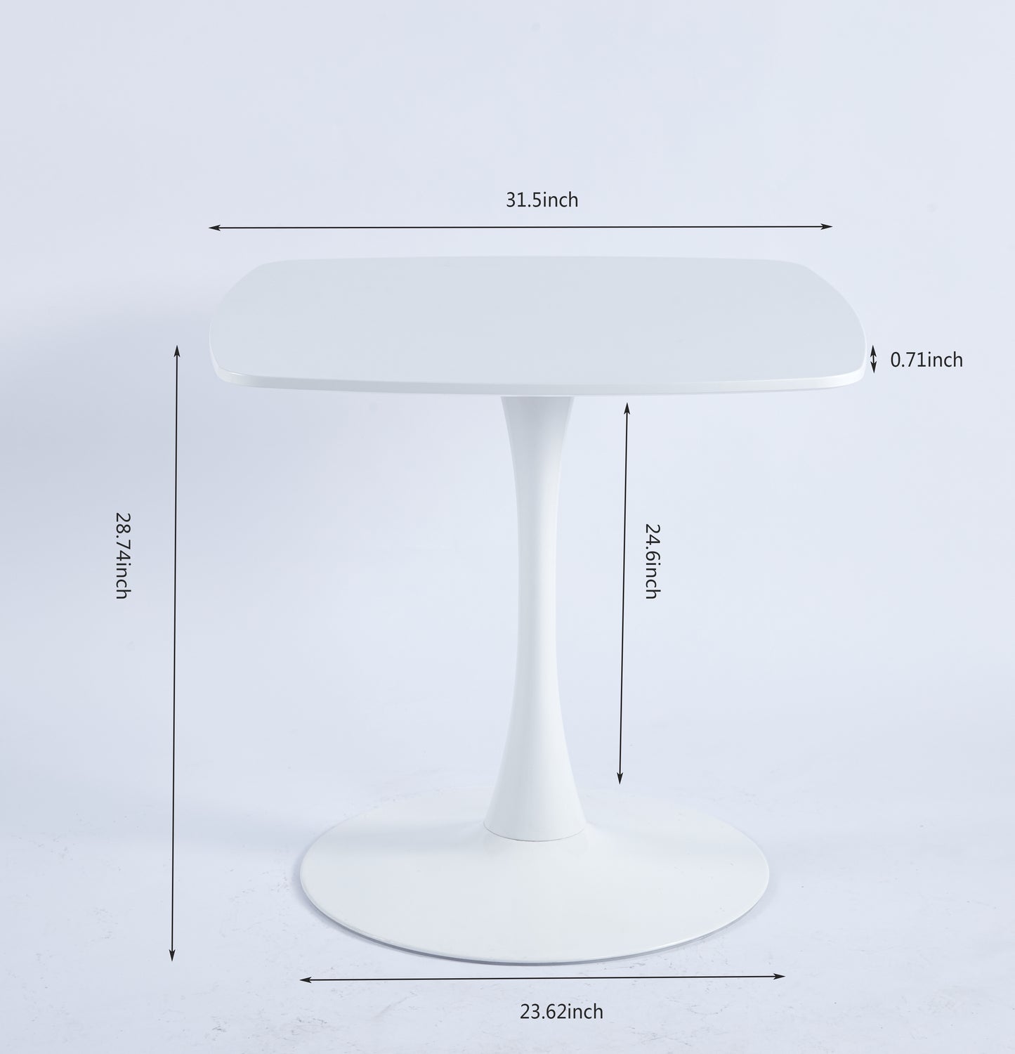 31.5in Dining Table MDF Top with Metal Base for Small Space