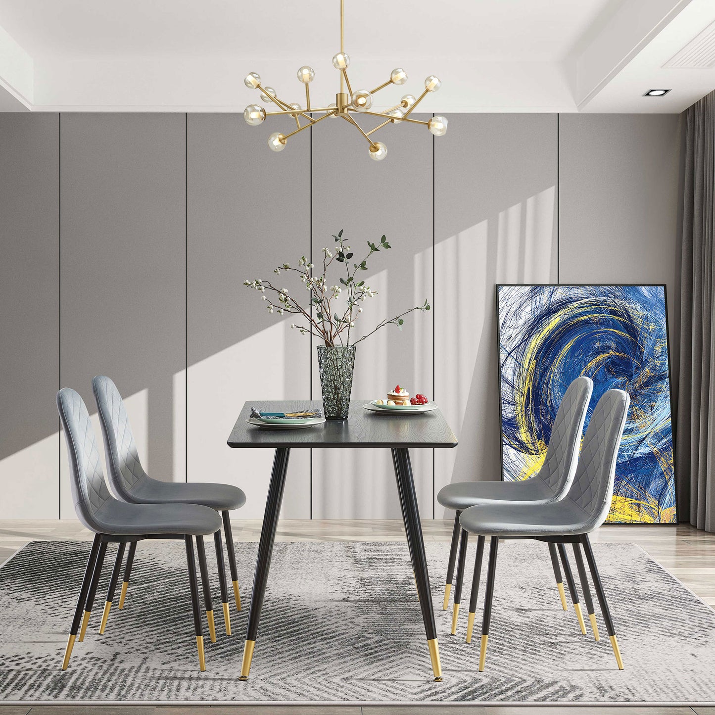 Modern Dining Chairs with Golden Color Metal Legs