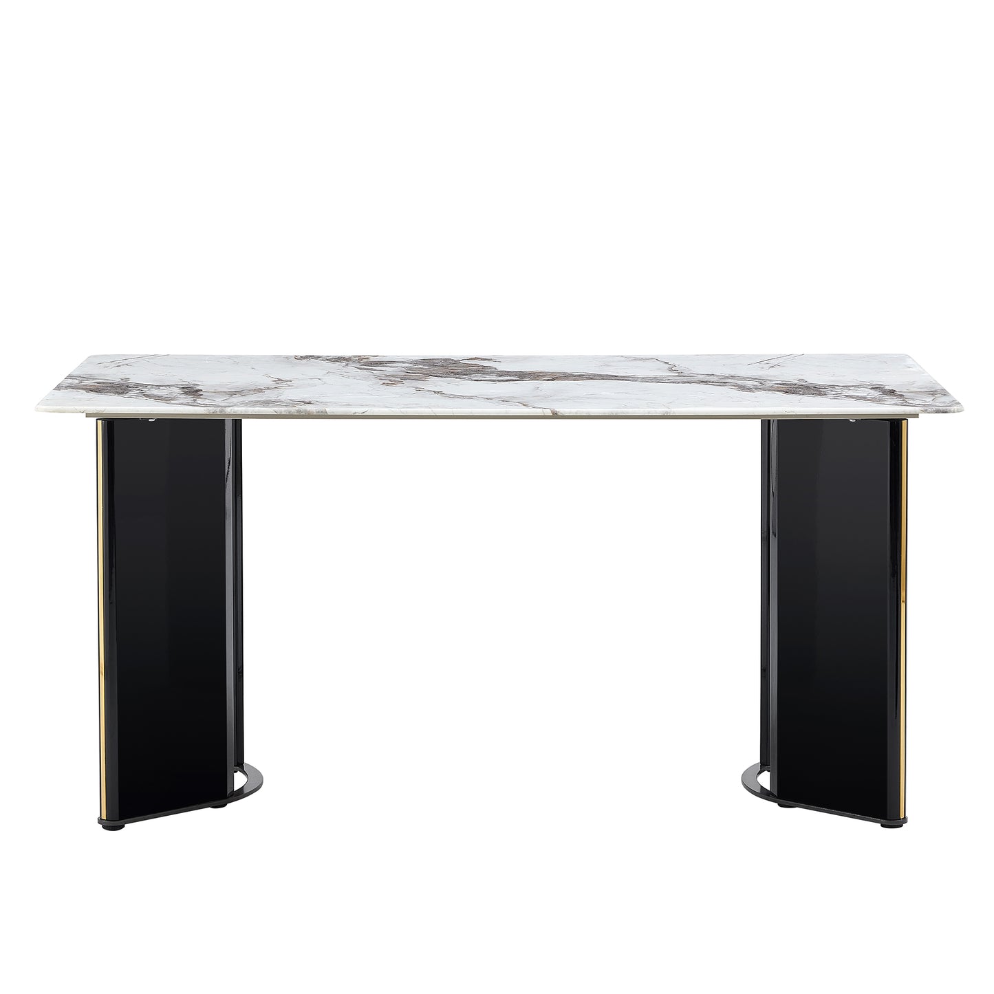 Dining Table with White Imitation Marble Tabletop and MDF Table Legs