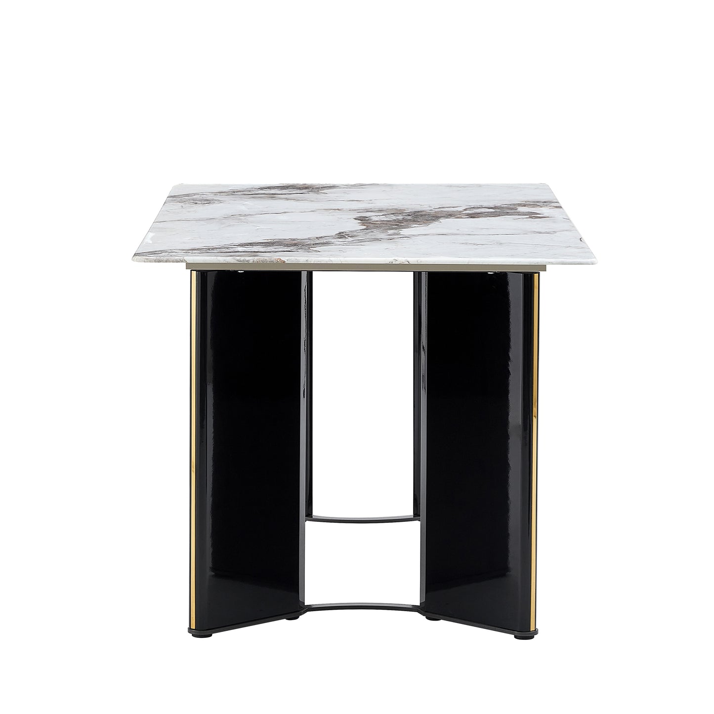 Dining Table with White Imitation Marble Tabletop and MDF Table Legs