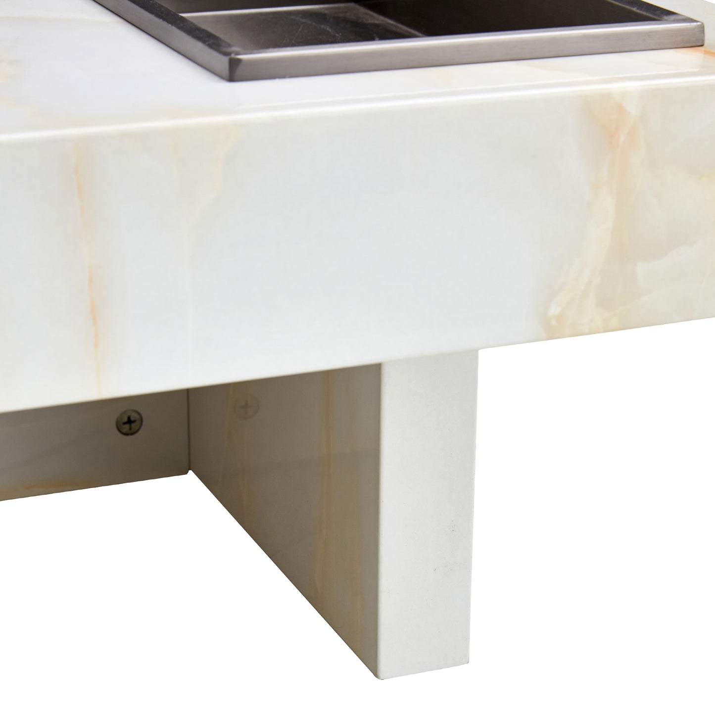 31.4" Faux Marble Coffee Table with Storage Function