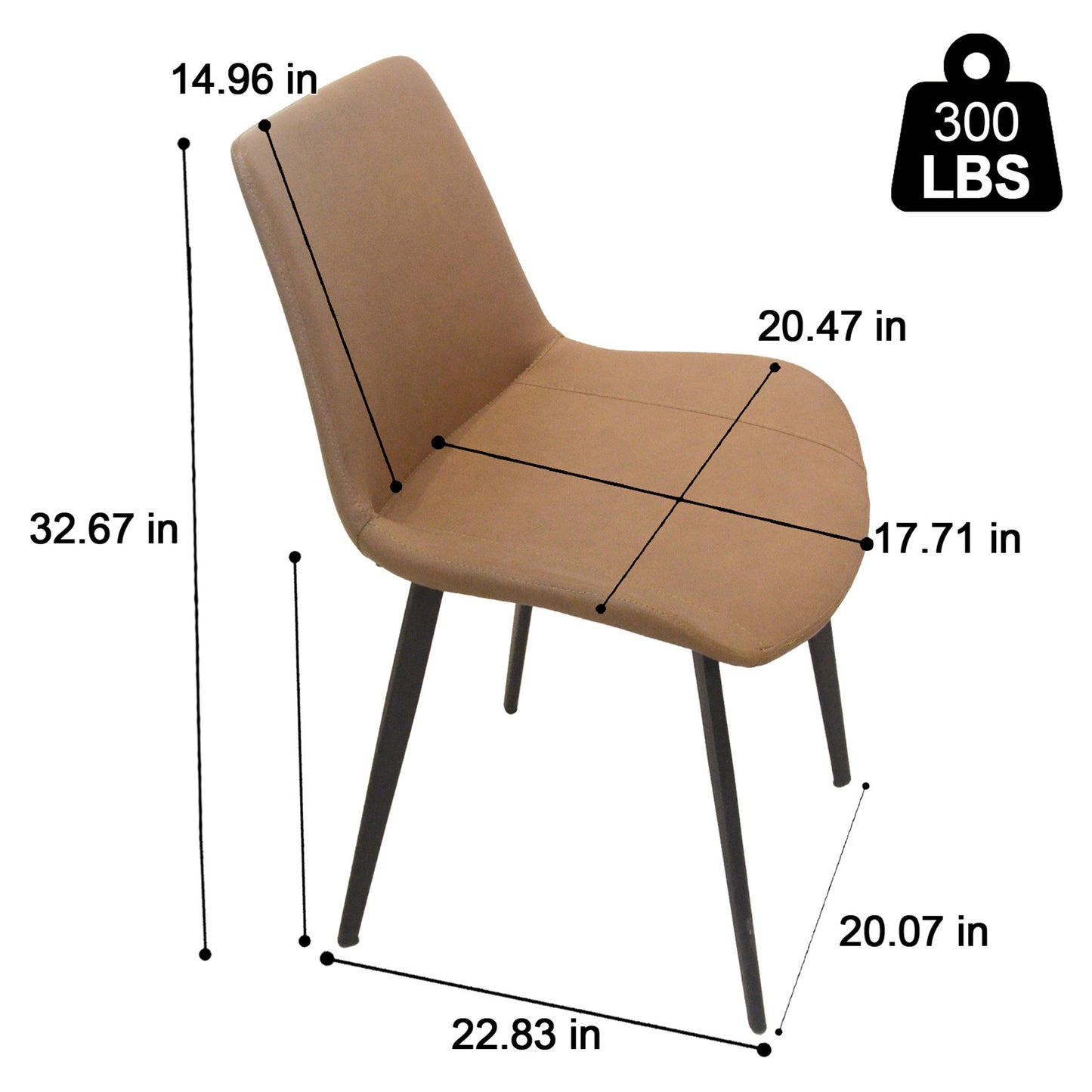 Dining Chairs with Upholstered Seat, PU Leather and Metal Legs