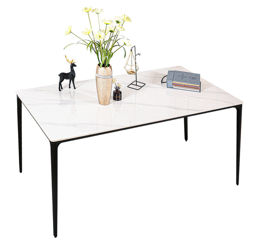 63" Dining Table with Aluminum Alloy Legs Table for 6